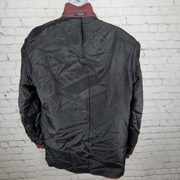 Bachrach Red 100% Wool Houndstooth 2 Button Ventless Notch Blazer Sport Coat 44 - Picture 6 of 16